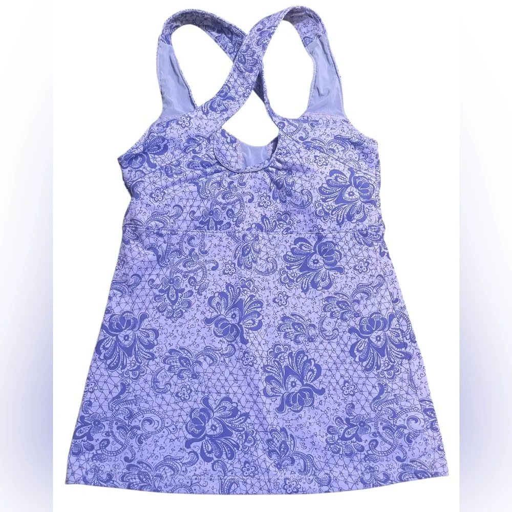 REI floral patterned periwinkle blue sleeveless tank top size XS EUC - Picture 2 of 6